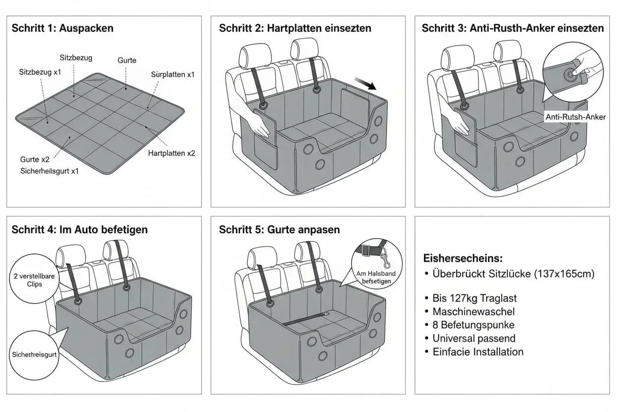 Hundematte Auto Wasserdicht 137x164cm Universell Passend - CarPup